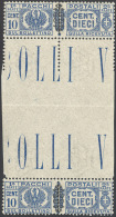 1945 - 10 Cent. Azzurro, Soprastampato (49), Coppia Verticale Con Interspazio Di Gruppo Al Centro, G... - Postal Parcels