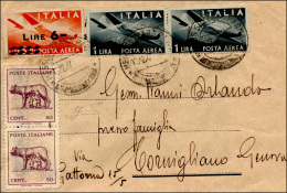 1947 - 50 Cent. Lupa, Coppia, 6 Lire Su 3,20 Lire E 1 Lira, Coppia, Di Posta Aerea (515,A126,A135), ... - Autres & Non Classés