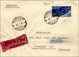 1944 - 2 Lire Azzurro, Soprastampa G.N.R. Del I Tipo, Tiratura Di Brescia (122/I), Perfetto, Isolato... - Posta Aerea