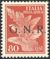 1943 - 80 Cent. Arancio, Soprastampa G.N.R. Di Brescia Del I Tipo (120/I), Nuovo, Gomma Originale In... - Posta Aerea