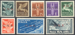 1943 - Serie Completa, Soprastampati G.N.R. Del I Tipo Di Brescia (117/I-125/I), Nuovi, Gomma Origin... - Airmail