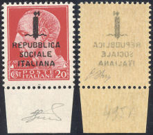 1944 - 20 Cent. Imperiale, Decalco Della Soprastampa (495/Ab), Gomma Integra, Perfetto. G.Oliva, Fer... - Autres & Non Classés