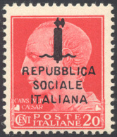 1944 - 20 Cent. Carminio Soprastampato (495/A), Nuovo, Gomma Originale Integra, Perfetto. Ferrario. ... - Altri & Non Classificati