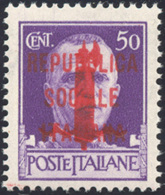 1944 - 50 Cent. (493), Doppia Soprastampa Di Cui Una "RSI" E L'altra Fascio Della Tiratura Di Genova... - Autres & Non Classés