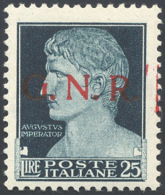 1944 - 25 Lire Soprastampa G.N.R. Di Verona, Spazio Tipografico Verticale (488ka), Gomma Originale I... - Altri & Non Classificati