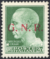 1943 - 20 Lire Imperiale, Soprastampa G.N.R. Del II Tipo, Tiratura Di Brescia (487/II), Nuovo, Gomma... - Autres & Non Classés