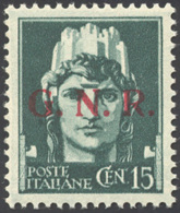 1943 - 15 Cent. Soprastampa G.N.R. Del II Tipo Di Brescia (472/II), Posizione 1 Del Foglio, Gomma Or... - Autres & Non Classés