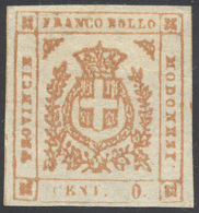 1859 - 80 Cent. Bistro Arancio, Varietà  "CENT. 0" (18c), Senza Gomma, Perfetto. Emilio Ed Enzo Dien... - Modène