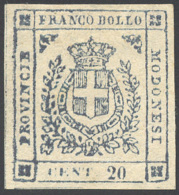 1859 - 20 Cent. Ardesia Violaceo, Varietà  "senza Punto Dopo 20" (15d), Perfetto, Nuovo, Gomma Origi... - Modène