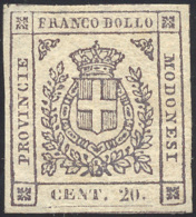 1859 - 20 Cent. Violetto Scuro (15a), Gomma Originale, Perfetto. Cert. Diena. ... - Modena