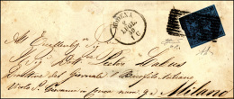 1859 - 40 Cent. Azzurro Scuro, II Emissione (10), Perfetto, Su Sovracoperta Di Lettera Da Modena 2/7... - Modena