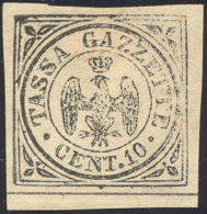 1859 - 10 Cent. Nero (5), Gomma Originale, Perfetto. A.Diena, Raybaudi. ... - Modena