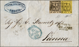 1857 - 15 Cent. E 25 Cent. (3,4), Perfetti, Su Lettera Da Reggio 20/4/57 A Vienna. A.Diena, Ferrario... - Modène