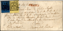 1854 - Lettera Da Modena Del 15 Ottobre 1854 Per Coira (CH) Affrancata Con 15 + 40 Cent. (3,6) In Ta... - Modène