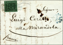 1854 - 5 Cent. Verde, I Emissione (1), Perfetto, Su Lettera Da Modena 27/12/1854 A Mirandola. Il Fra... - Modène
