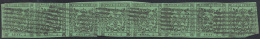 1852 - 5 Cent. Verde, I Emissione (1), Striscia Di Sette Usata. Difetti Di Marginatura, Ma Ecceziona... - Modène