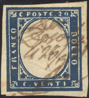 DOSOLO, Grafico Provvisorio, Punti R1 - 20 Cent. Azzurro Scuro (15C), Perfetto, Usato 26/3/1861. Rar... - Lombardy-Venetia