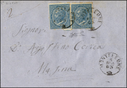 1863 - 15 Cent. Azzurro Celeste De La Rue, Tiratura Di Londra (L18b), Due Esemplari, Tinta Particola... - Altri & Non Classificati