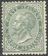 1863 - 5 Cent. Grigio Verde De La Rue, Tiratura Di Londra (L16), Discreta Centratura, Perfetto, Gomm... - Other & Unclassified