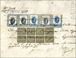1868 - 1 Cent. De La Rue, Tiratura Di Torino (T14), Coppia E Blocco Di Sei, Usati Fiscalmente Insiem... - Other & Unclassified