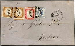 1863 - 15 Cent. Litografico, I Tipo, 10 Cent. Bistro, Due Esemplari, E 40 Cent. Rosa Carminio (12, S... - Other & Unclassified