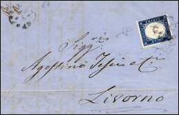 1863 - 15 Cent. Azzurro (11), Spazio Tipografico A Destra, Perfetto, Usato Su Lettera Da Grosseto 9/... - Altri & Non Classificati