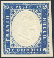 1863 - 15 Cent. Azzurro, Tipo Sardegna (11), Gomma Integra, Perfetto. Bello! Ferrario. ... - Autres & Non Classés