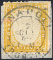 1862 - 80 Cent. Giallo Arancio (4), Perfetto, Usato Su Frammento A Napoli Il 7/12/1862. Bello E Raro... - Altri & Non Classificati