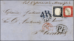 1862 - 40 Cent. Rosso Carminio (3), Consueti Difetti Di Dentellatura, In Affrancatura Mista Con 20 C... - Autres & Non Classés