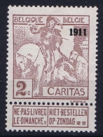 Belgium  OBP  94    1911   Not Used (*) SG - 1910-1911 Caritas