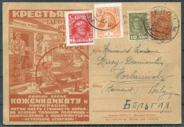 1930 USSR Russia Uprated Illustrated Stationery Postcard - Belgium - Covers & Documents