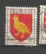 N° 1004 7ème Série Des Blasons Des Provinces Françaises Blason D´Aunis Rouge Décalé    Variété  France Oblitéré 1954 - Used Stamps