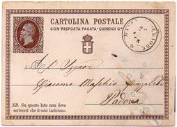 ITALY / ITALIA 1878. Entire P.C. Cartolina Postale Con Risposta Pagata, Domanda Circulated - Ganzsachen