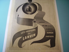 ANCIENNE PUBLICITE PARFUM DE LANVIN 1940 - Sin Clasificación