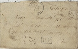 15 Fevr. 1871 - Enveloppe De Pont-de-Pany ( Cote-d´or ) Cad T16  +  P.P. Noir Pour Un Garde Mobile - War 1870