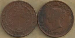 SRI LANKA CEYLON 5 CENTS PALM TREE FRONT QV HEAD BACK 1870 AFKM93 READ DESCRIPTION CAREFULLY!! - Sri Lanka