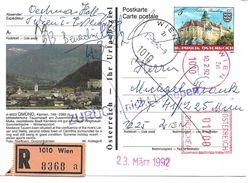 4152y: Bildpostkarte 9853 Gmünd, Spezialbeleg, Einschreiben Mit Rotroller- Zusatzfrankatur, Rs. Ankunftsstempel, RRR - Spittal An Der Drau