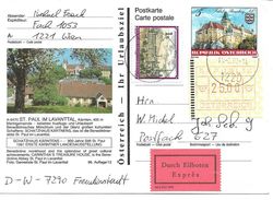 4152z: Bildpostkarte 9470 St. Paul, Spezialbeleg, Express Mit ATM- Zusatzfrankatur, RRR - Wolfsberg