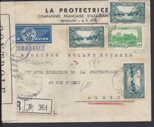 GRAND LIBAN - 1944  -" La Protectrice, Cie D'Assurances " Enveloppe De Beyrouth En Recommandé Pour Alger Avec Censure - - Cartas & Documentos