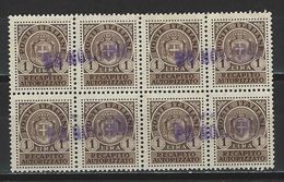 Gebührenmarke Mi 6 8er-Block O - Revenue Stamps