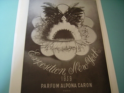 ANCIENNE PUBLICITE PARFUM ALPONA CARON  1939 - Unclassified