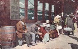 Seattle Washington, Puget Sound Indians Siwash Sit Outside Building Downtown, C1900s Vintage Postcard - Seattle