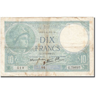 Billet, France, 10 Francs, 1915, 1940-11-07, B+, Fayette:7.19, KM:84 - 10 F 1916-1942 ''Minerve''
