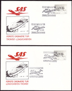 NORWAY - 1975 «SAS First Flight Tromsø-Longyearbyen And Longyearbyen-Tromsø» With Arrival Postmarks On Reverse Side - Vols Polaires