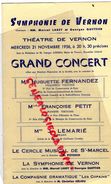 27 - VERNON - PROGRAMME THEATRE- MARCEL LABEY GEORGES QUETTIER-CONCERT 22-11-1956-HUGUETTE FERNANDEZ-VIOLON-PETIT - Programma's