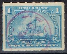 Sello DOCUMENTARY U.S.A. 1 Ctvos 1898. Ship º - Fiscaux