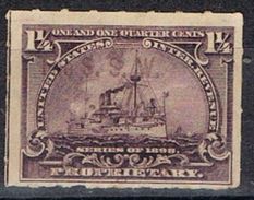 Sello PROPRIETARY U.S.A. 1 1/4 Ctvos 1898. Ship º - Fiscale Zegels