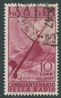 1947 ITALIA USATO POSTA AEREA RADIO 10 LIRE - R7 - Luchtpost