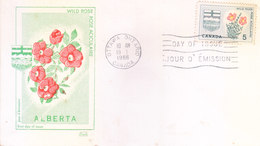 CANADA FIRST DAY COVER ISSUED FROM OTTAWA, ONTARIO 19-01-1966 - WILD ROSE - Brieven En Documenten