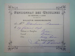 Pensionnat Des  URSULINES  Du Prieuré à  AUCH  :  BULLETIN  HEBDOMADAIRE   1898    - Diplômes & Bulletins Scolaires